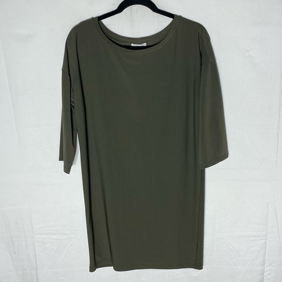 Leith Olive Green Relaxed Fit Shift Dress T Shirt Dress XS - Picture 1 of 16